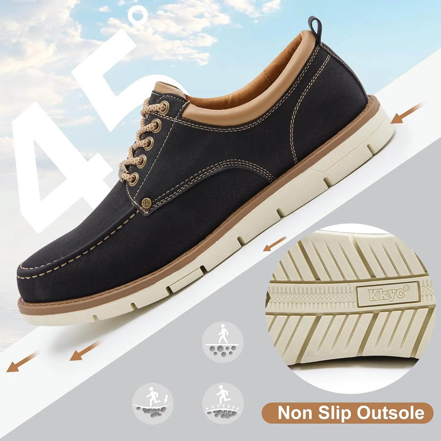Kkyc Men's Shoes Comfortable Casual Shoes Slip on Lace up Shoes