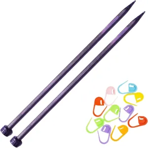 KnitPro J'Adore Cubic Straight Knitting Needles 14 inch, Size 9 (35cm, 5.50mm) with 10 Colorful Stitch Markers