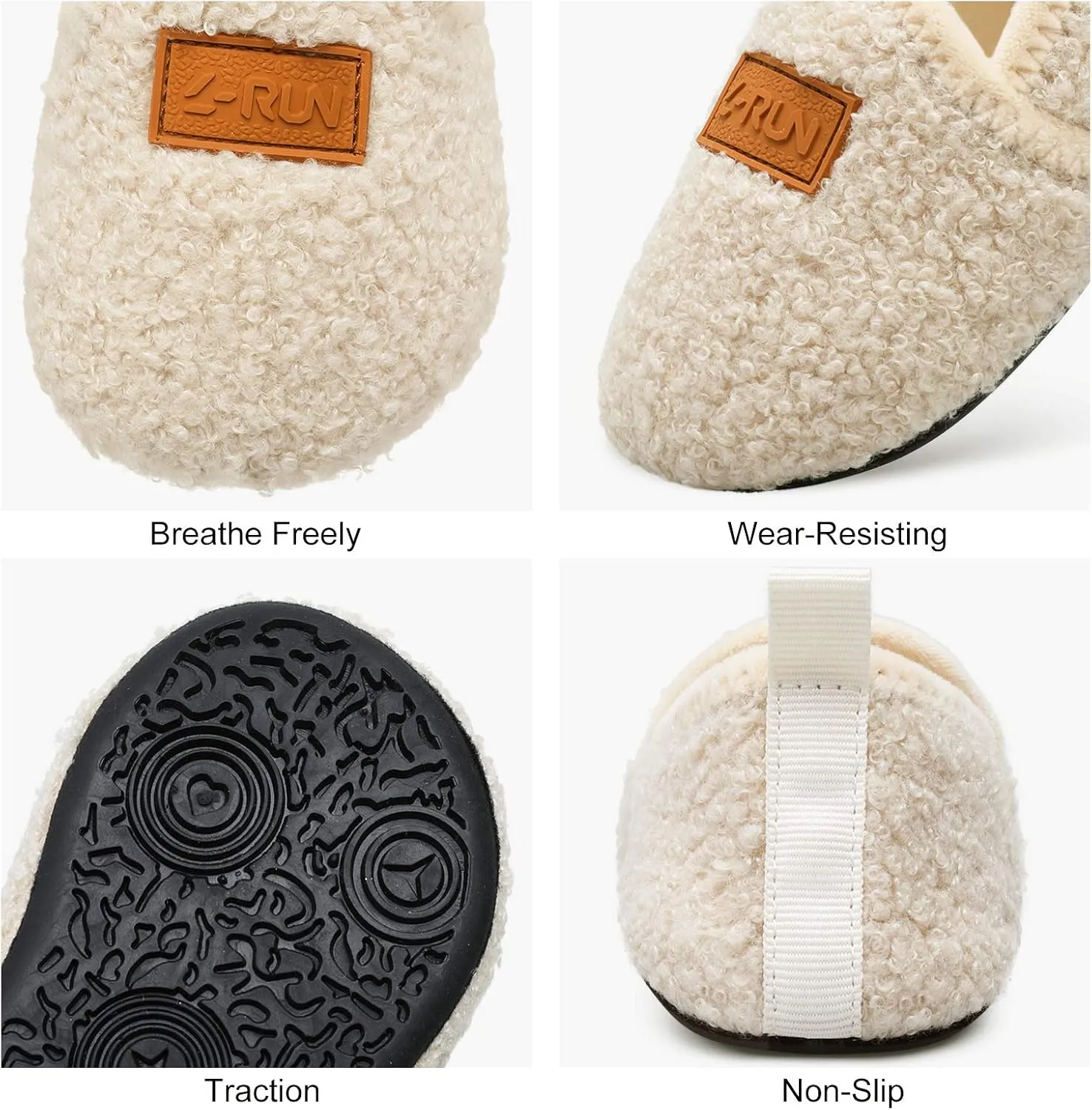 L-RUN Toddler Boys Girls House Slippers Indoor Home Shoes Warm Slipper Socks for Kids Baby Soft Winter Warm Walking Shoes