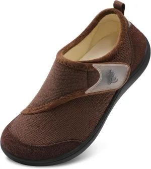 LeIsfIt Mens Slippers Wide House Shoes Adjustable Diabetic Shoes Arthritis Swollen House Slippers Indoor Outdoor