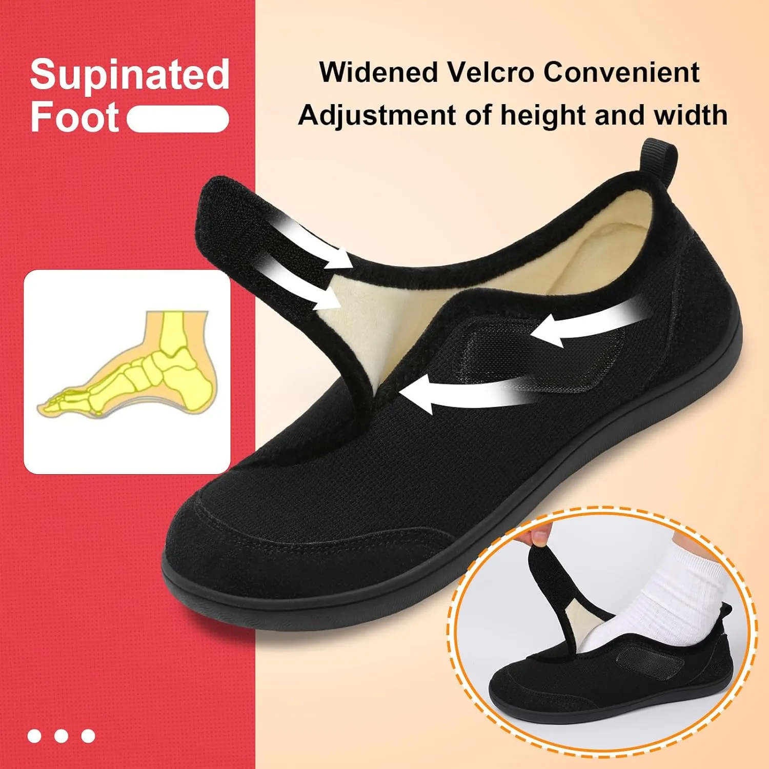 LeIsfIt Mens Slippers Wide House Shoes Adjustable Diabetic Shoes Arthritis Swollen House Slippers Indoor Outdoor