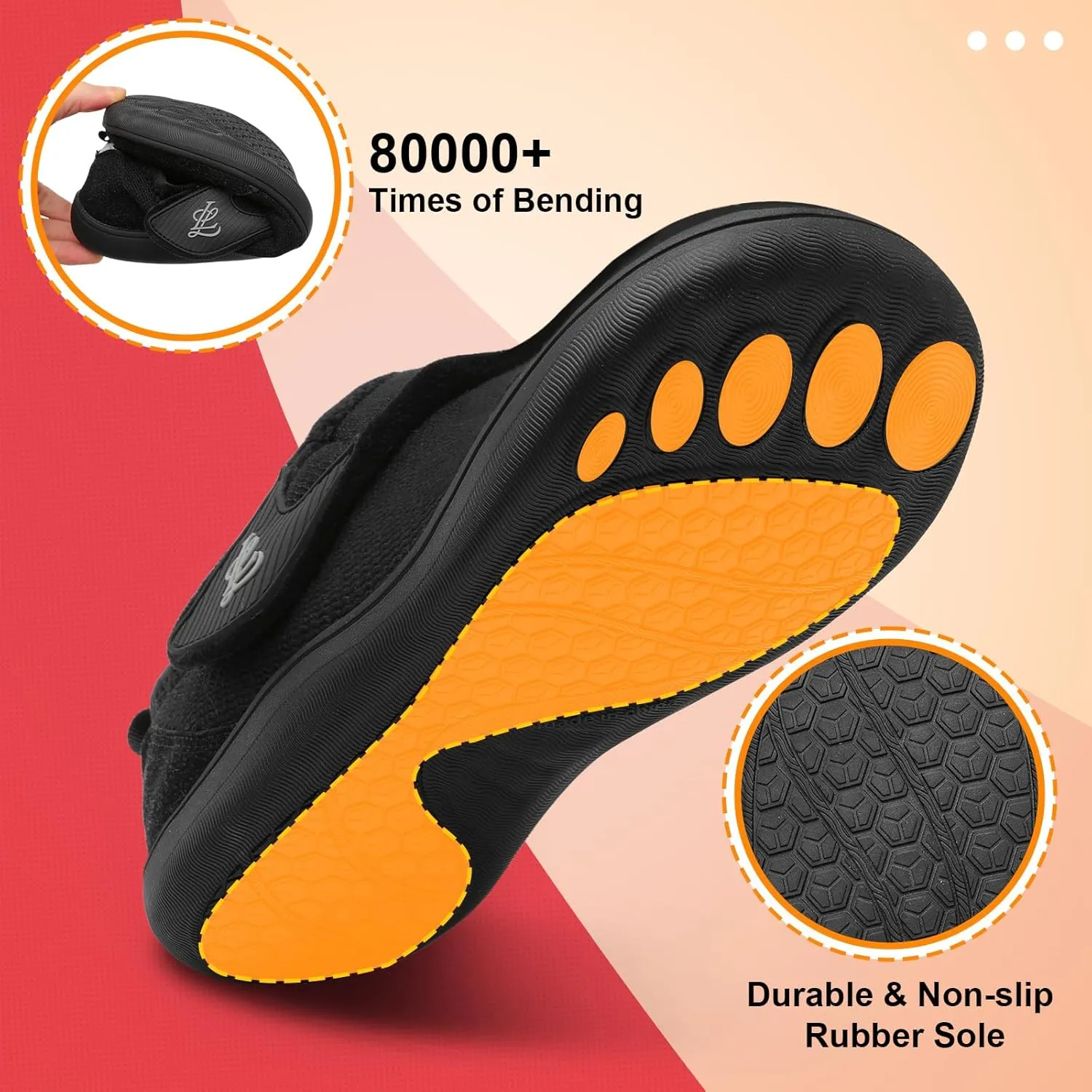 LeIsfIt Mens Slippers Wide House Shoes Adjustable Diabetic Shoes Arthritis Swollen House Slippers Indoor Outdoor