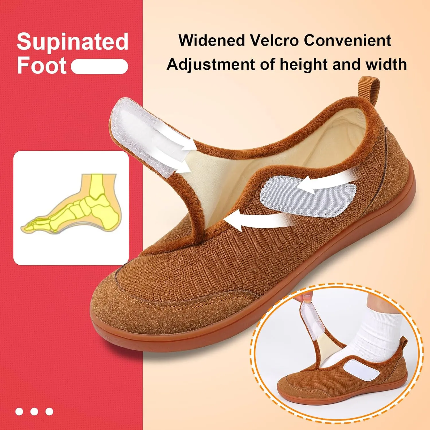 LeIsfIt Mens Slippers Wide House Shoes Adjustable Diabetic Shoes Arthritis Swollen House Slippers Indoor Outdoor