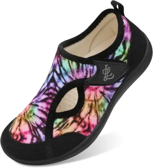 LeIsfIt Womens Slippers Wide Diabetic Shoes Adjustable Arthritis Edema House Shoes Indoor Outdoor Slippers