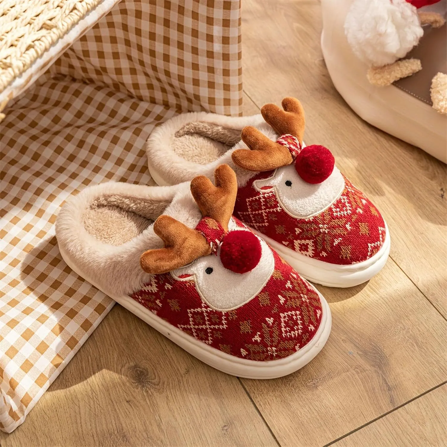 LNERIP Womens Mens Winter Warm Latex Cotton Slippers Original Unisex Comfortable Slipper House Couple Shoes Indoor Outdoor