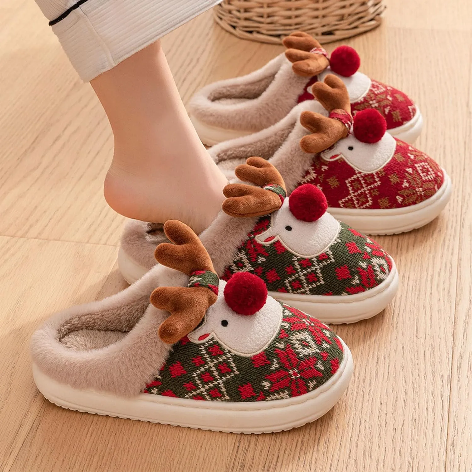 LNERIP Womens Mens Winter Warm Latex Cotton Slippers Original Unisex Comfortable Slipper House Couple Shoes Indoor Outdoor