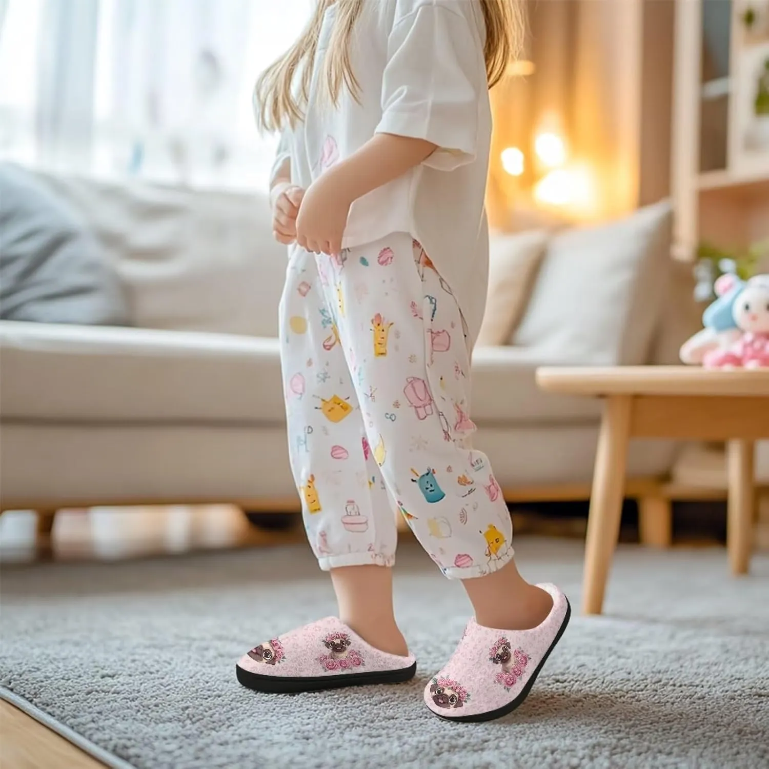 Lotusorchid Slippers for Kids Non Slip Fuzzy Warm Girls House Slipper Anti-Slip Boys Slippers Soft Bedroom Slipper