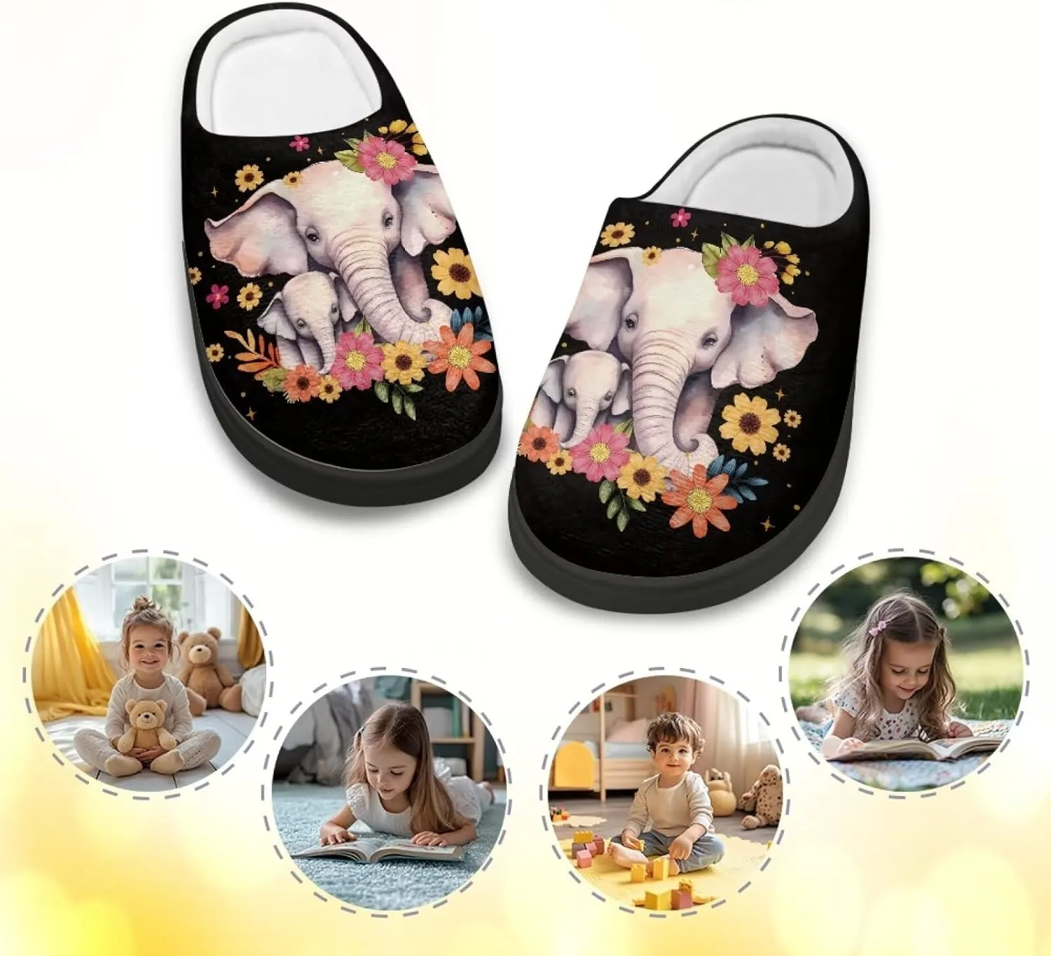 Lotusorchid Slippers for Kids, Soft Cushion House Slipper for Girls, Cozy Closed Toe Bedroom Slipper for Boys, Fuzzy Sleep Slippers