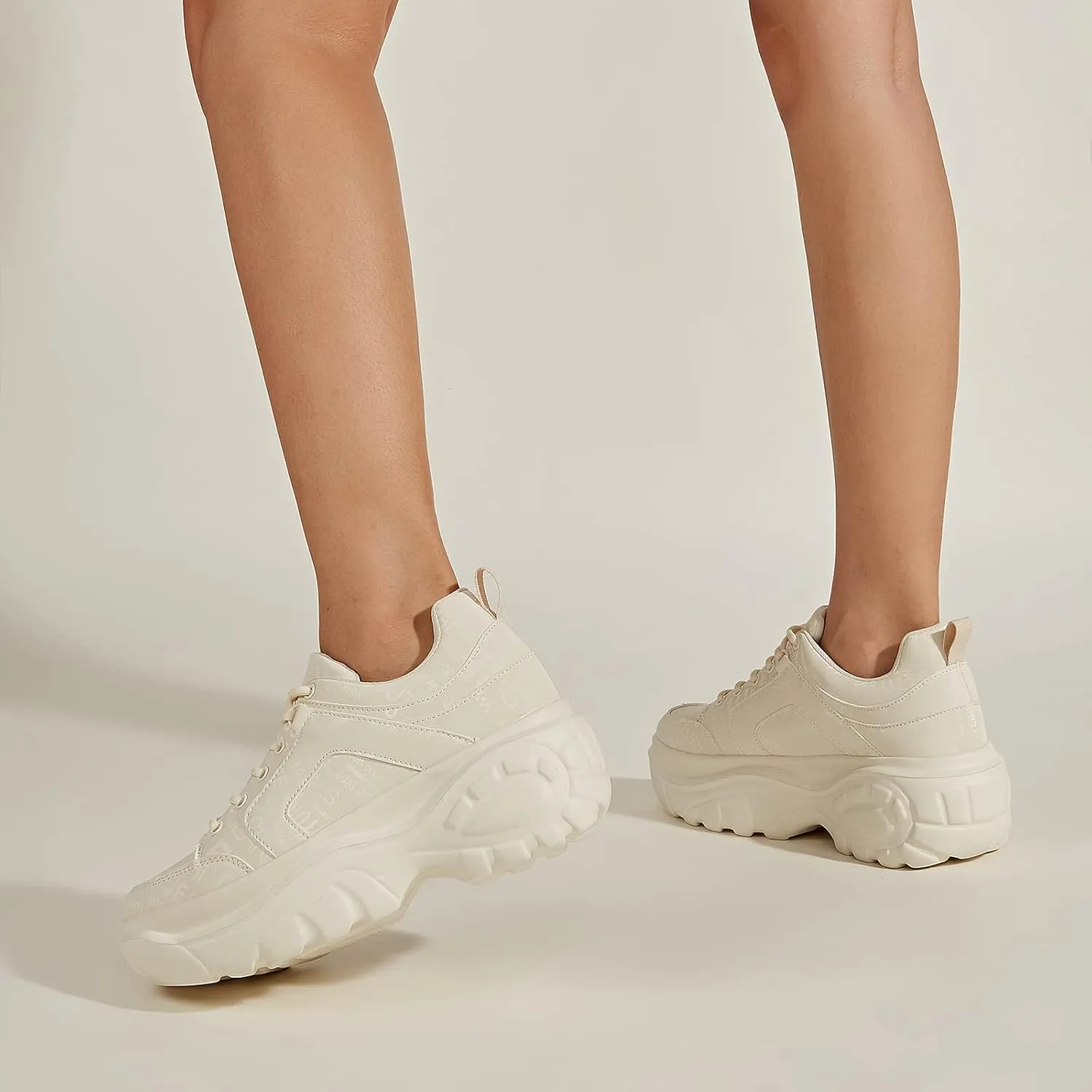 LUCKY STEP Women Chunky Platform Dad Colorblock White Neon Green Fuchsia Hologram Silver Casual Lace-Up Walking Sneakers