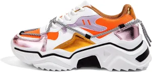 LUCKY STEP Women's Platform Colorful Fashion Sneakers Retro Colorblock Stylish Cute Chunky Dad Walking Shoes