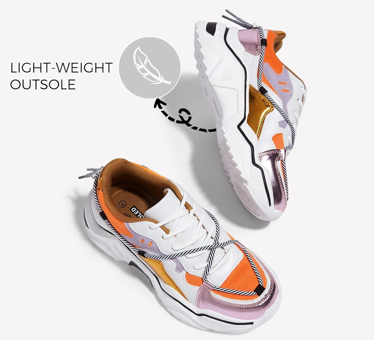 LUCKY STEP Women's Platform Colorful Fashion Sneakers Retro Colorblock Stylish Cute Chunky Dad Walking Shoes