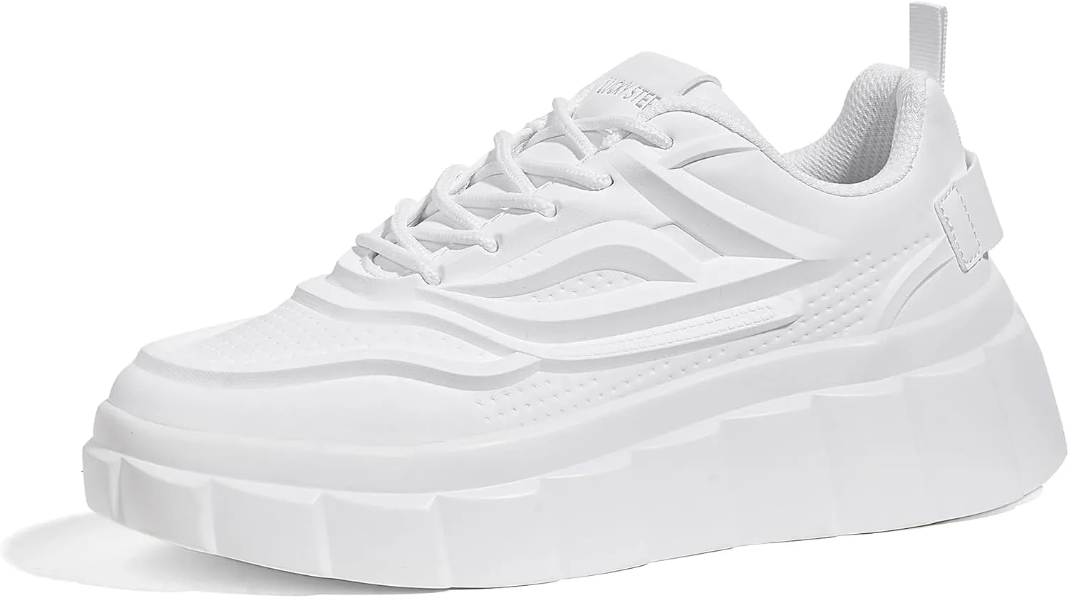 LUCKY STEP Women's Platform Fashion Sneakers Classic Tennis Faux Leather Low Top Casual Walking Shoes