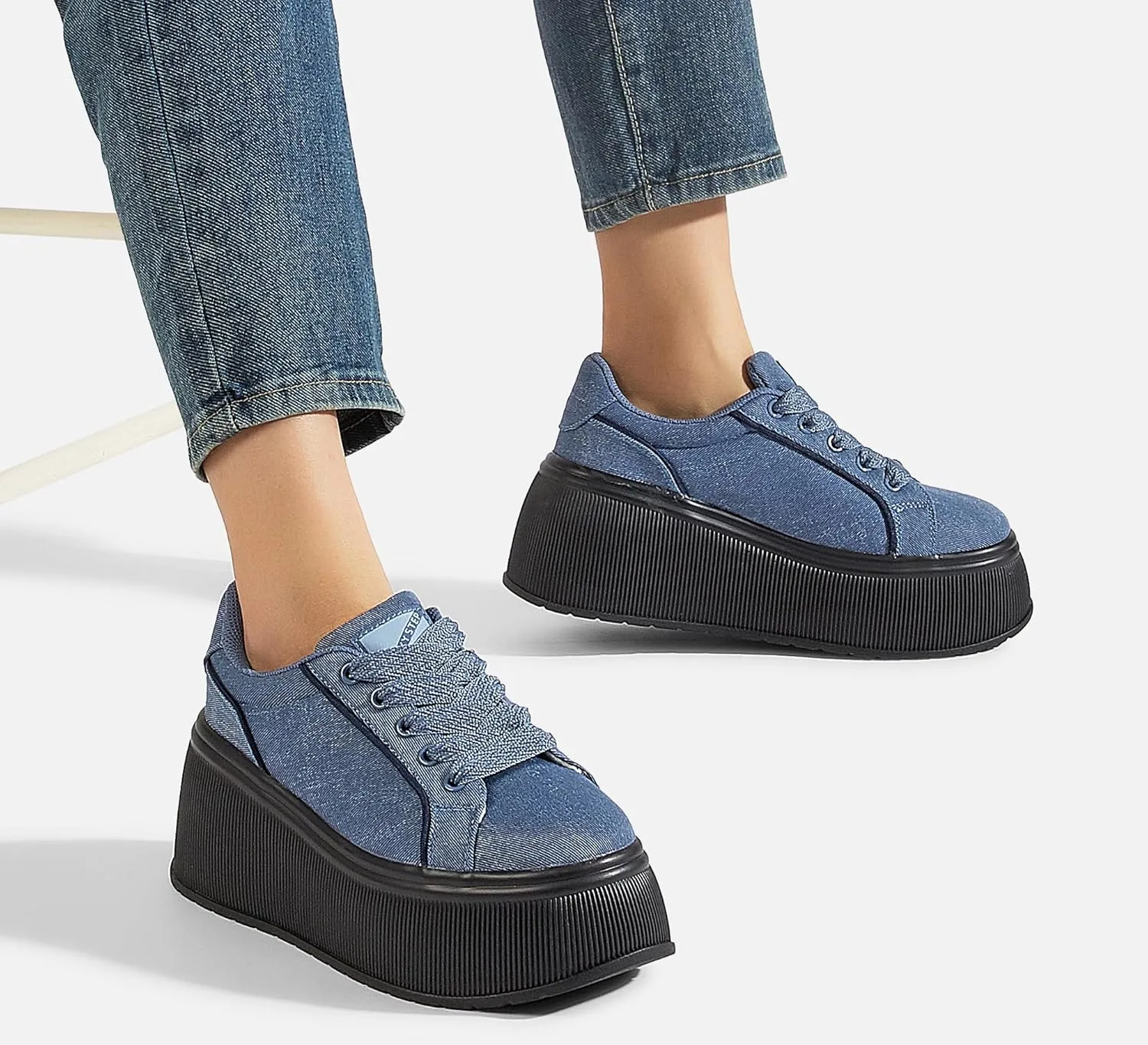 LUCKY STEP Women's Platform Fashion Sneakers Classic Wedge Canvas Casual Low Top Retro Walking Shoes