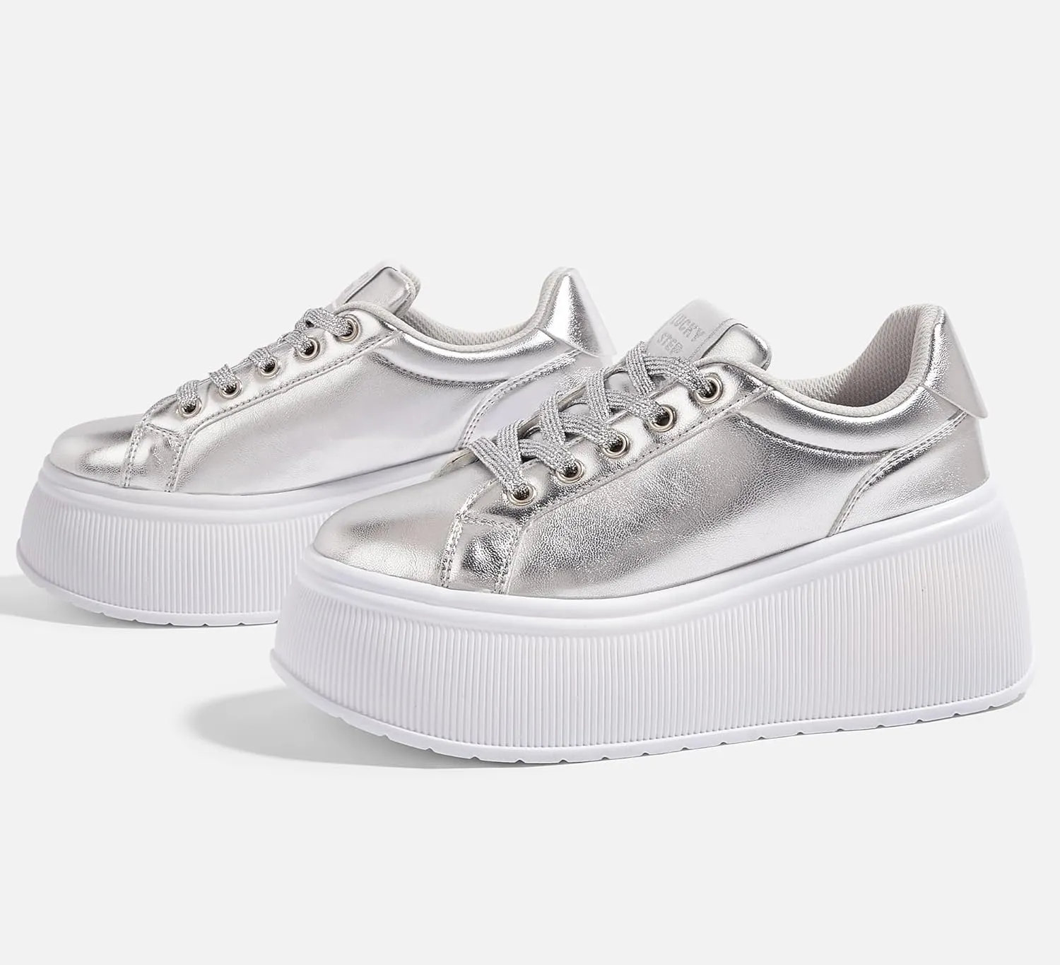 LUCKY STEP Women's Platform Fashion Sneakers Classic Wedge Canvas Casual Low Top Retro Walking Shoes