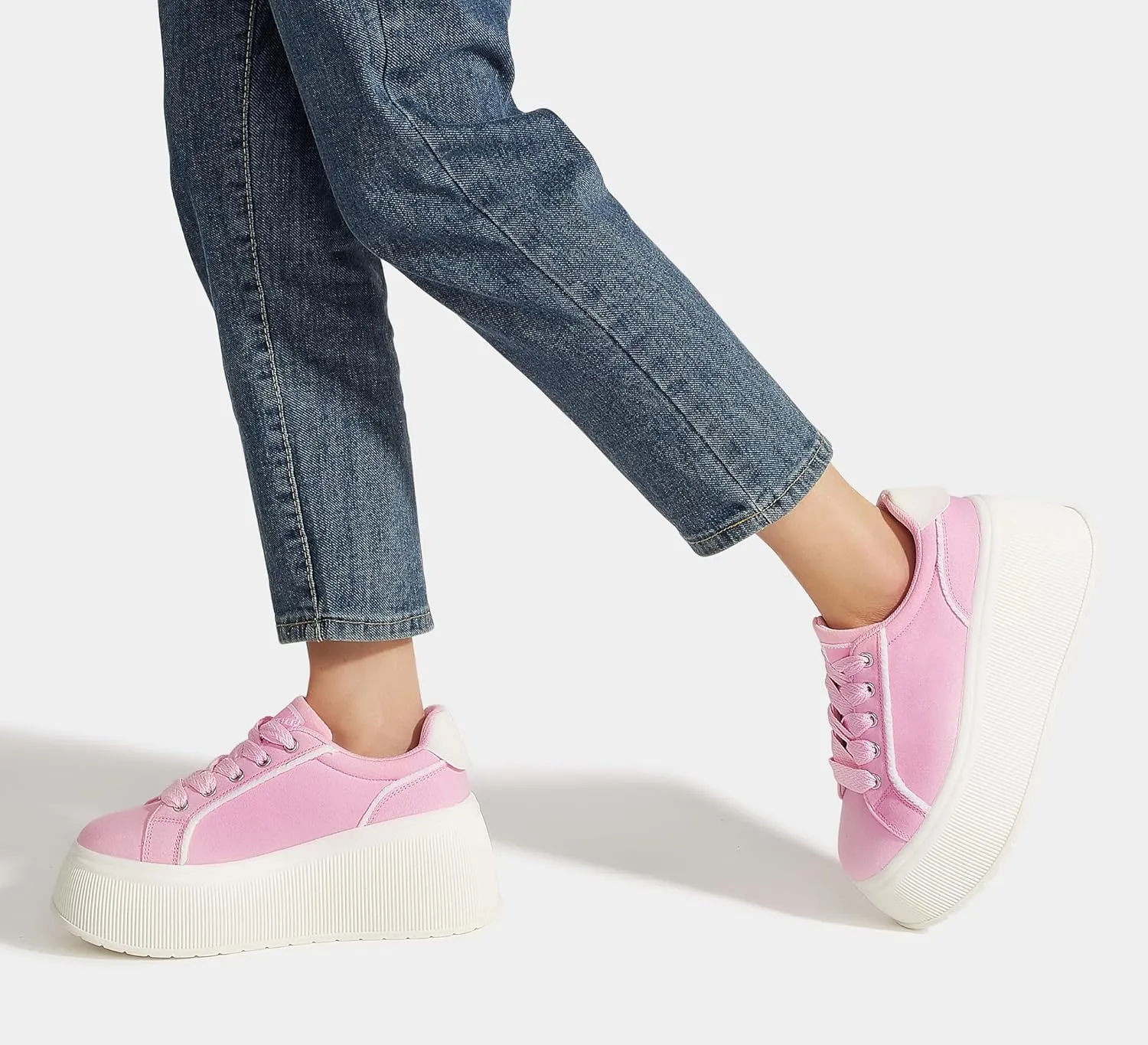 LUCKY STEP Women's Platform Fashion Sneakers Classic Wedge Canvas Casual Low Top Retro Walking Shoes