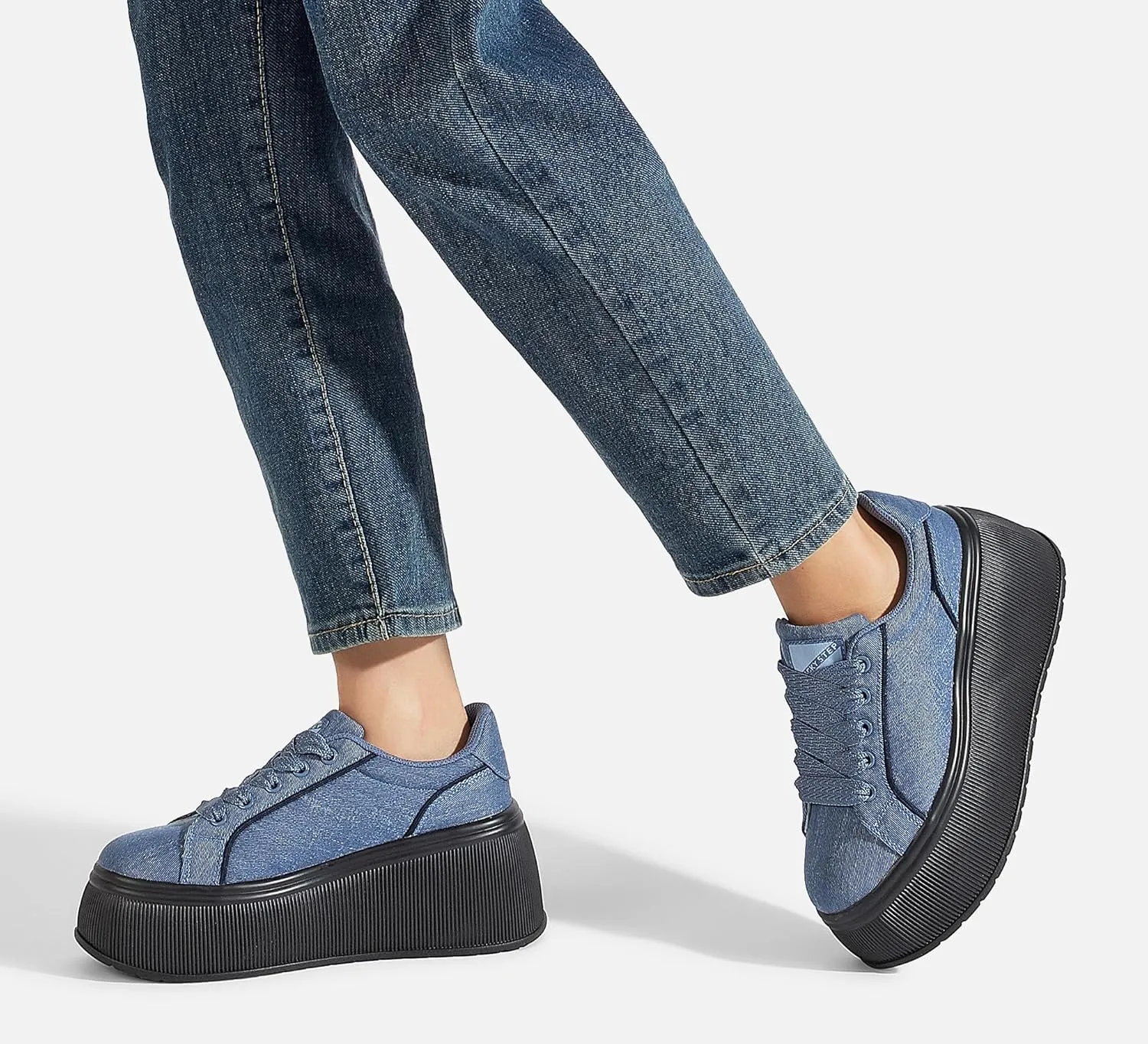 LUCKY STEP Women's Platform Fashion Sneakers Classic Wedge Canvas Casual Low Top Retro Walking Shoes