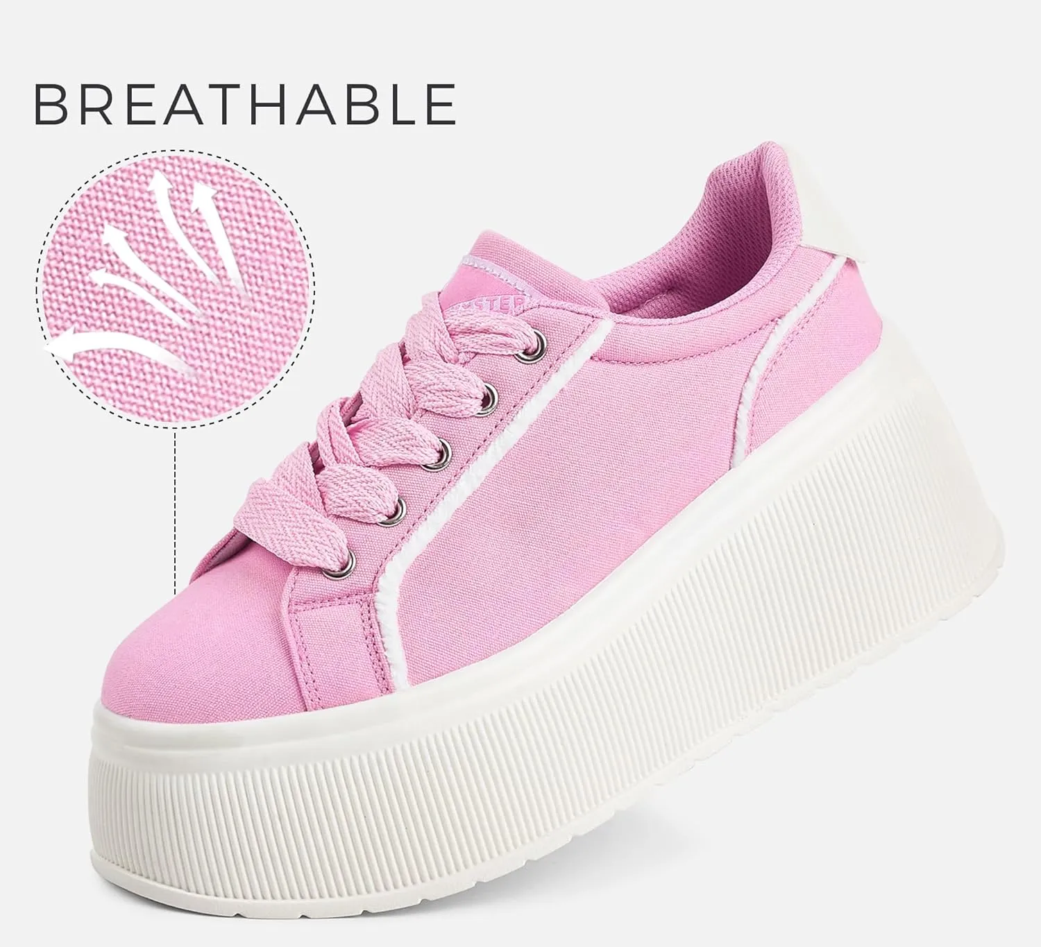 LUCKY STEP Women's Platform Fashion Sneakers Classic Wedge Canvas Casual Low Top Retro Walking Shoes