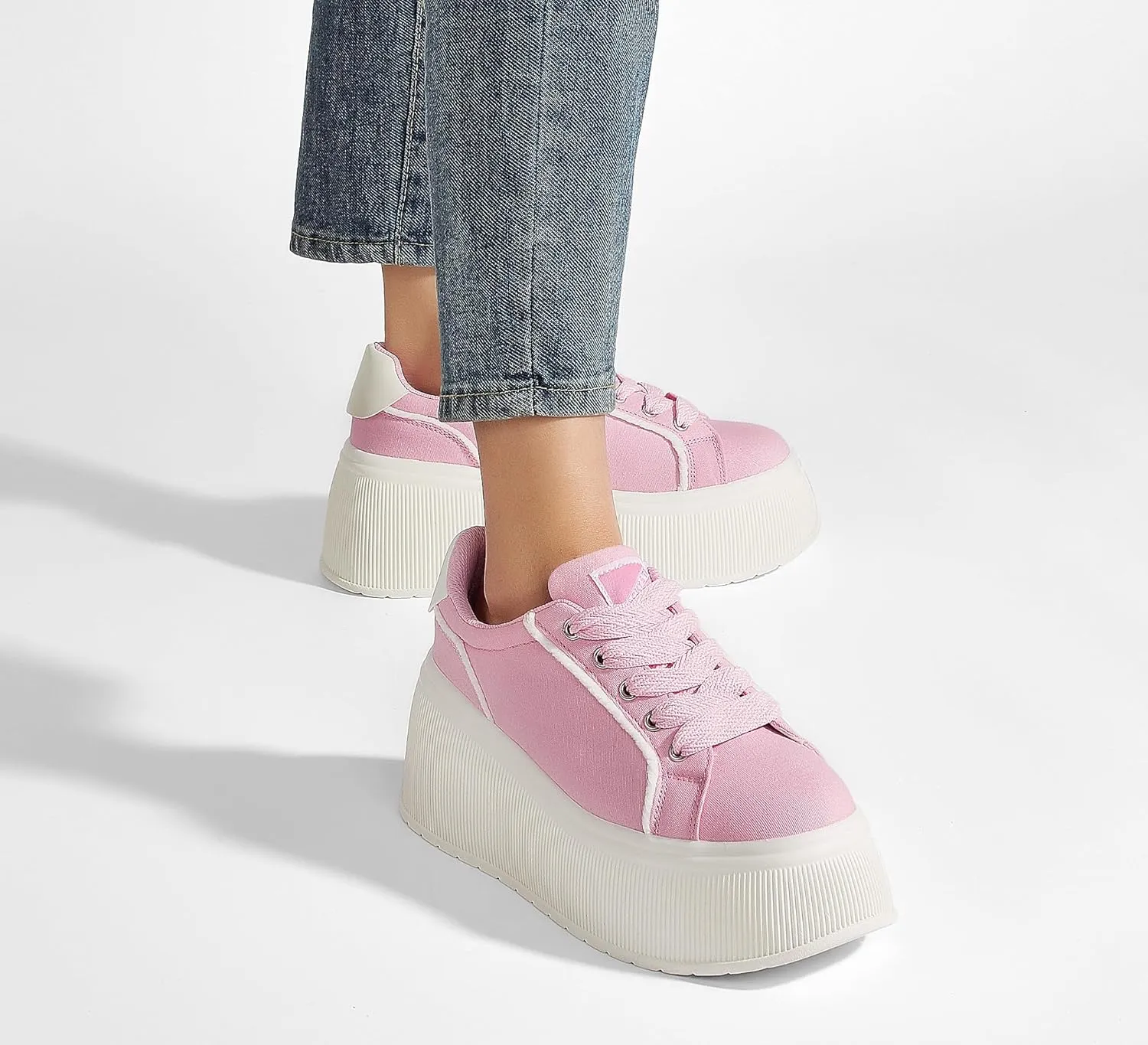 LUCKY STEP Women's Platform Fashion Sneakers Classic Wedge Canvas Casual Low Top Retro Walking Shoes