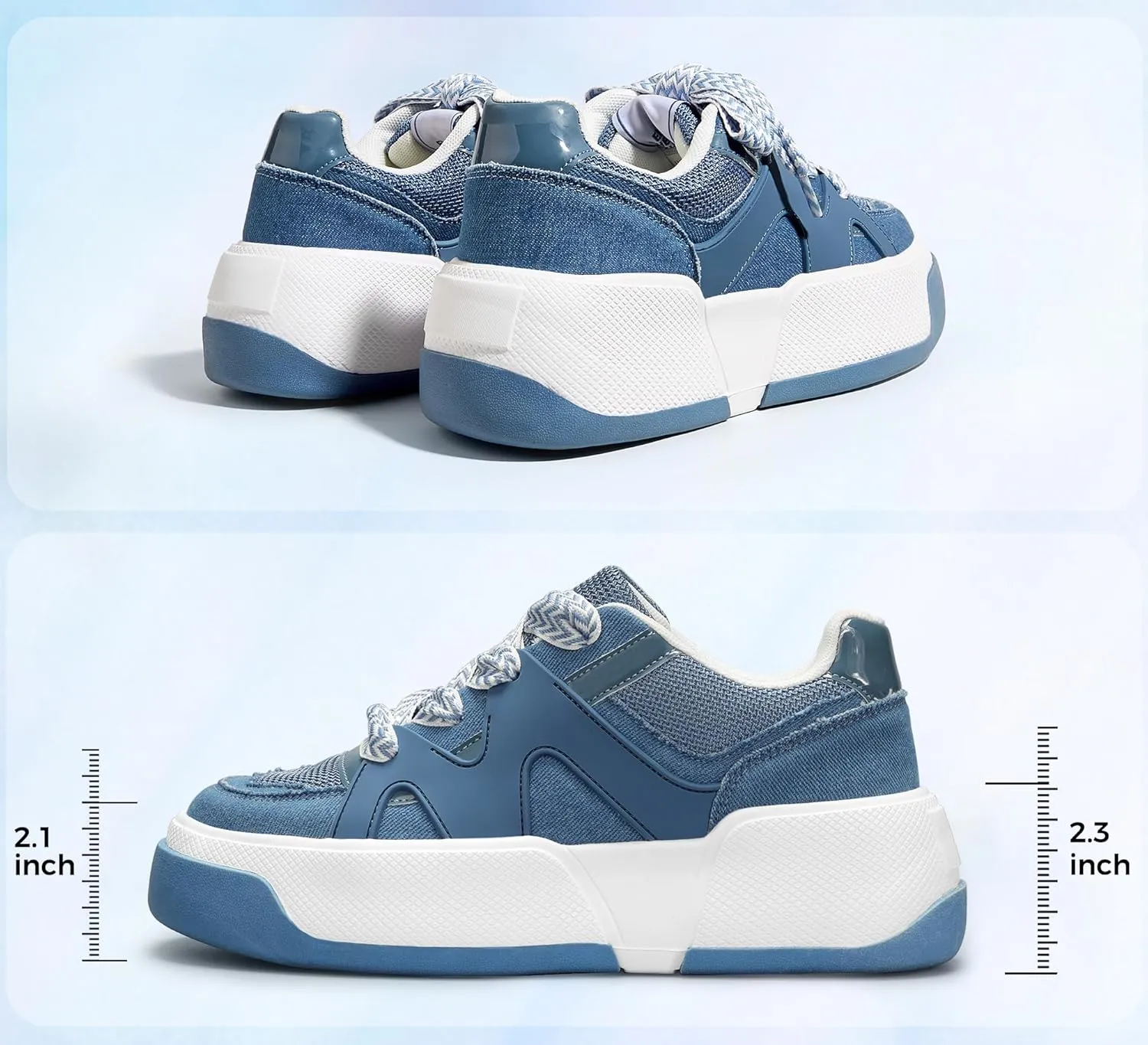LUCKY STEP Women’s Platform Fashion Sneakers Lace up Casual Faux Leather Comfortable Thick Sole Tennis Walking Shoes