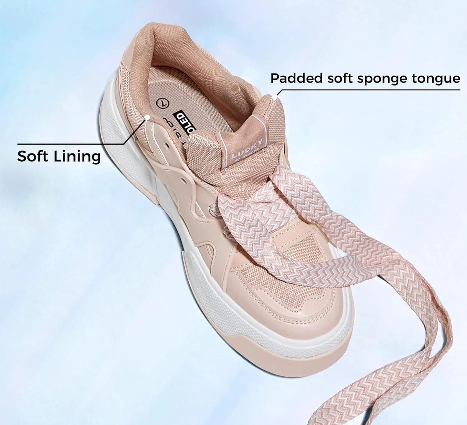 LUCKY STEP Women’s Platform Fashion Sneakers Lace up Casual Faux Leather Comfortable Thick Sole Tennis Walking Shoes