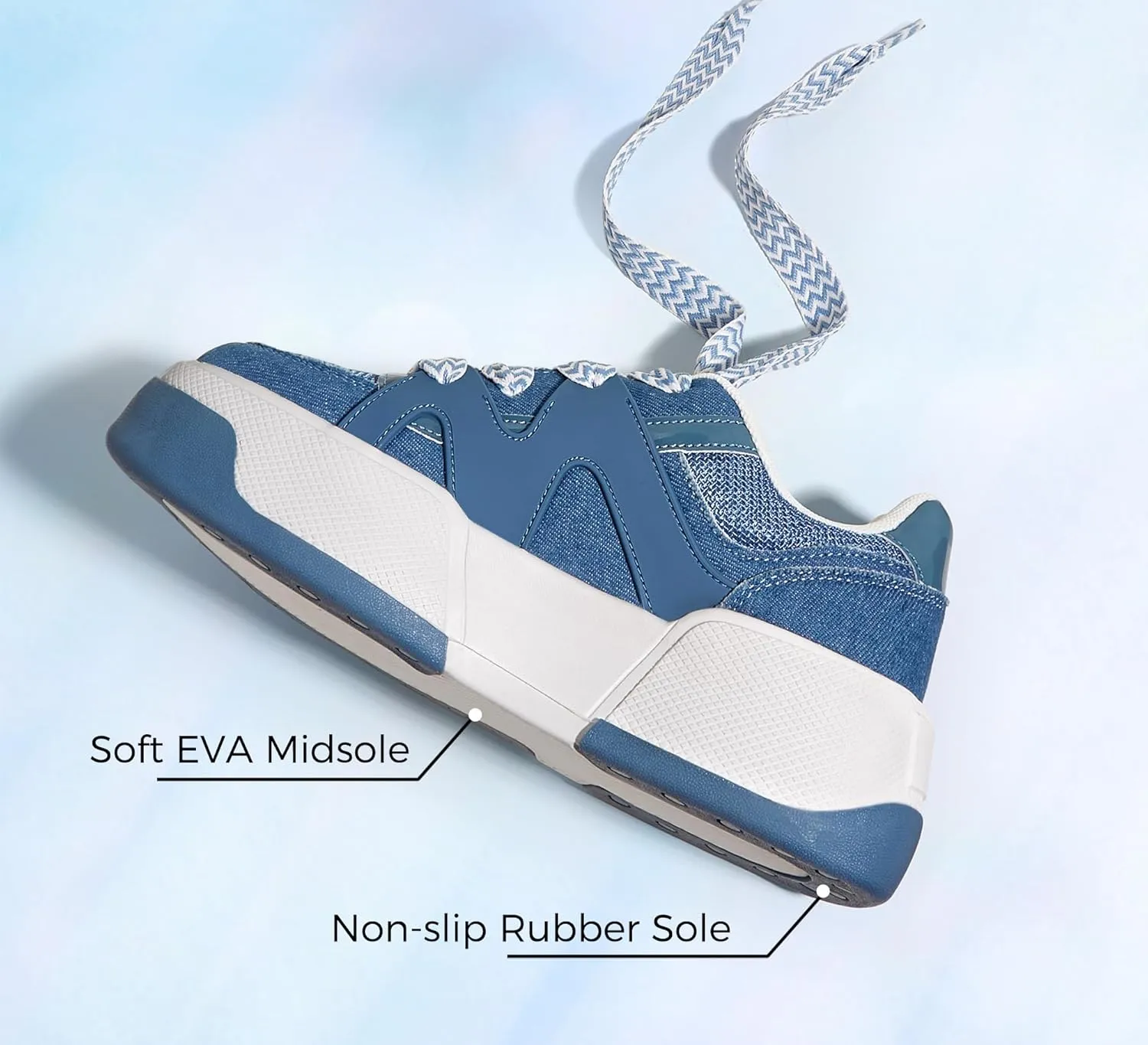 LUCKY STEP Women’s Platform Fashion Sneakers Lace up Casual Faux Leather Comfortable Thick Sole Tennis Walking Shoes
