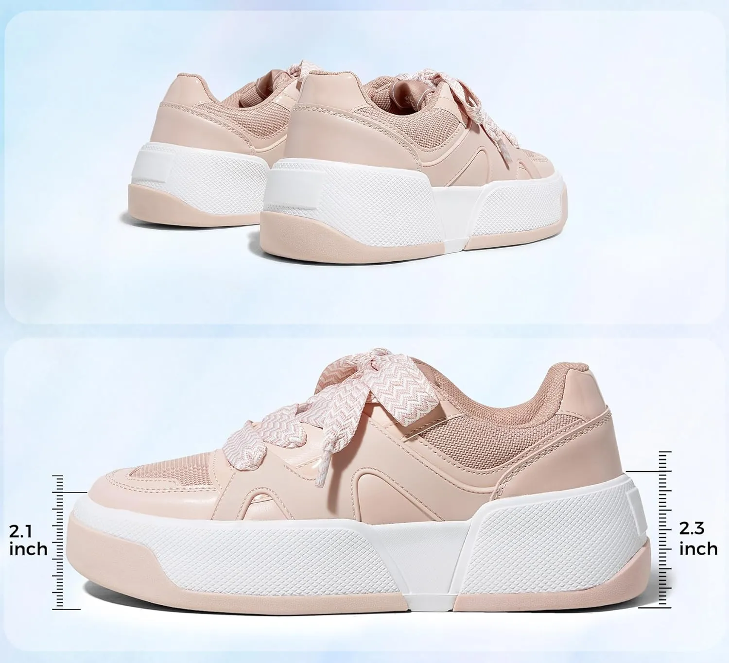 LUCKY STEP Women’s Platform Fashion Sneakers Lace up Casual Faux Leather Comfortable Thick Sole Tennis Walking Shoes