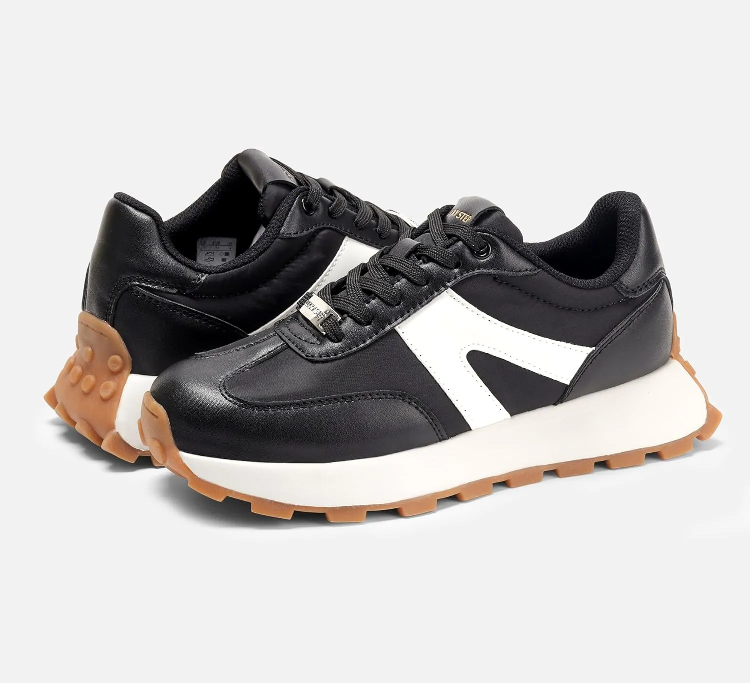 LUCKY STEP Women's Platform Fashion Sneakers Retro Classic Trainers Casual Lace-up Stylish Tennis Running Walking Shoes