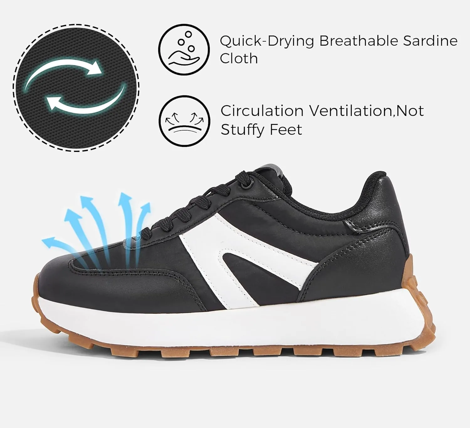 LUCKY STEP Women's Platform Fashion Sneakers Retro Classic Trainers Casual Lace-up Stylish Tennis Running Walking Shoes