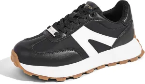 LUCKY STEP Women's Platform Fashion Sneakers Retro Classic Trainers Casual Lace-up Stylish Tennis Running Walking Shoes