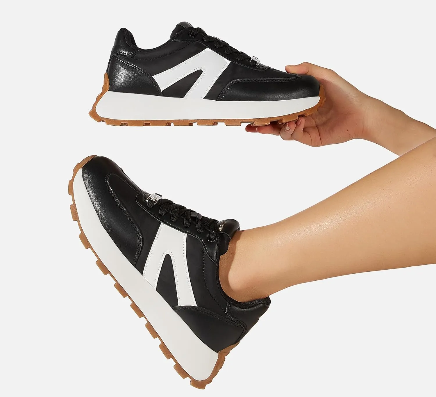 LUCKY STEP Women's Platform Fashion Sneakers Retro Classic Trainers Casual Lace-up Stylish Tennis Running Walking Shoes