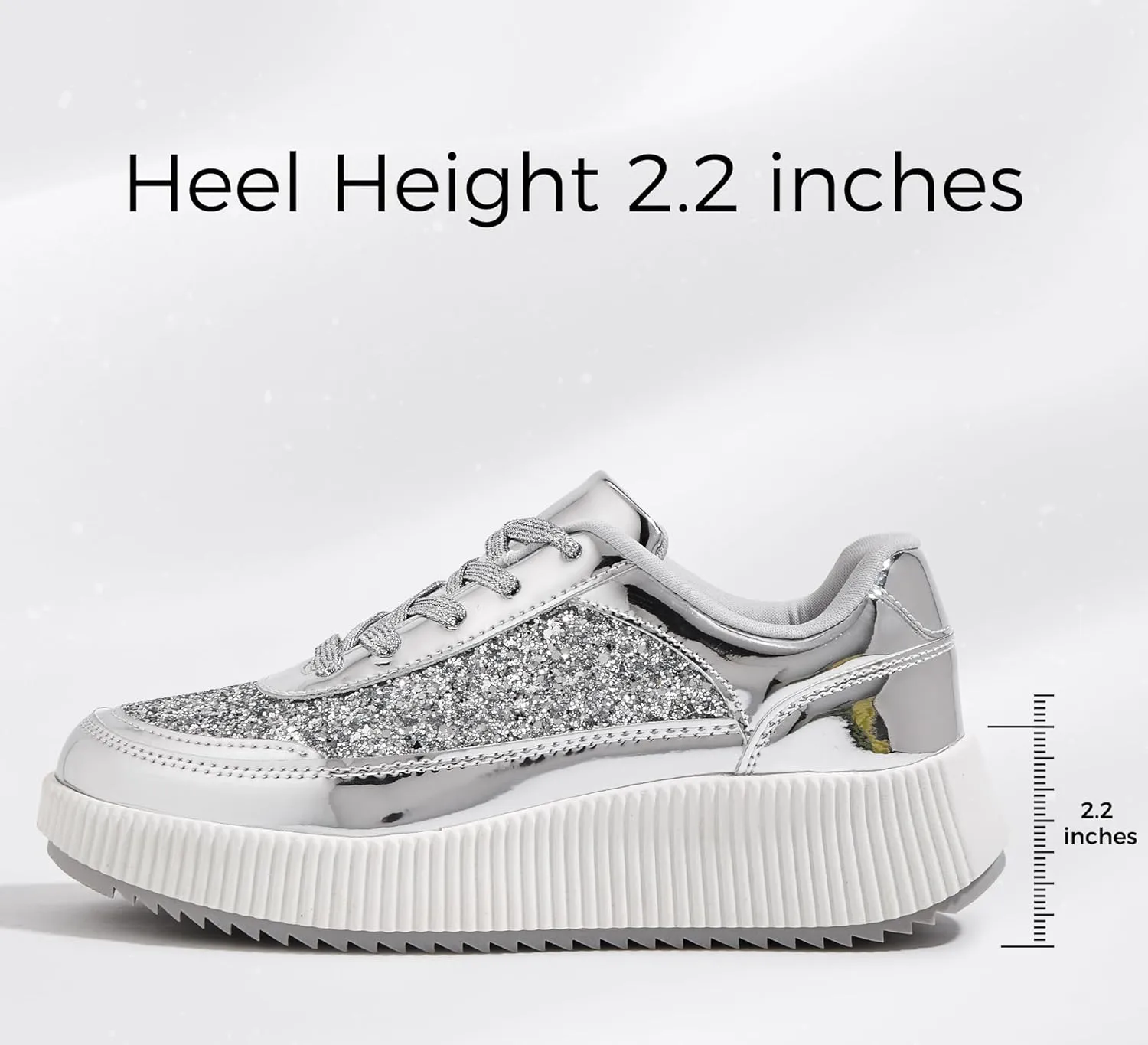 LUCKY STEP Women's Platform Sneakers Rhinestone Fashion Chunky Casual Sparkly Retro Braided Walking Shoes