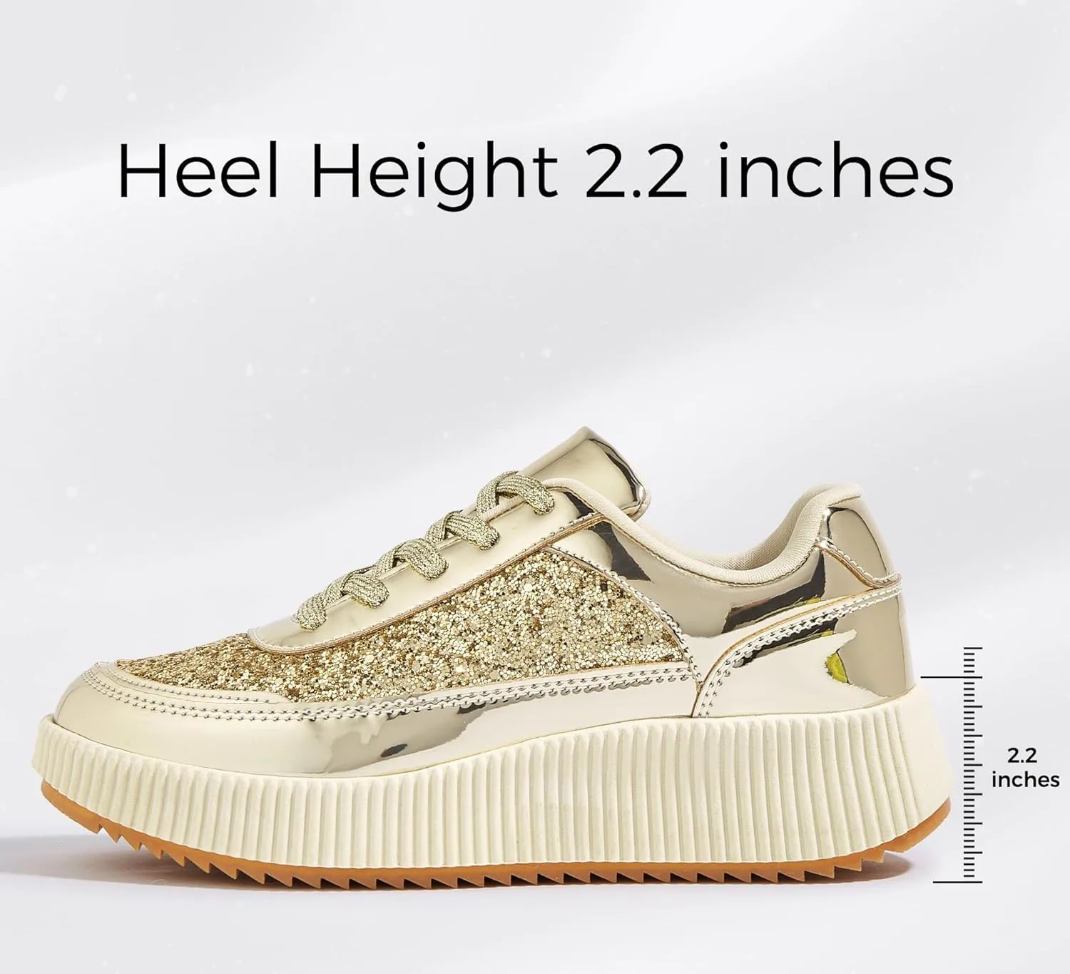 LUCKY STEP Women's Platform Sneakers Rhinestone Fashion Chunky Casual Sparkly Retro Braided Walking Shoes