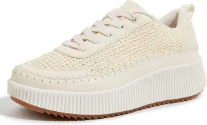LUCKY STEP Women's Platform Sneakers Rhinestone Fashion Chunky Casual Sparkly Retro Braided Walking Shoes