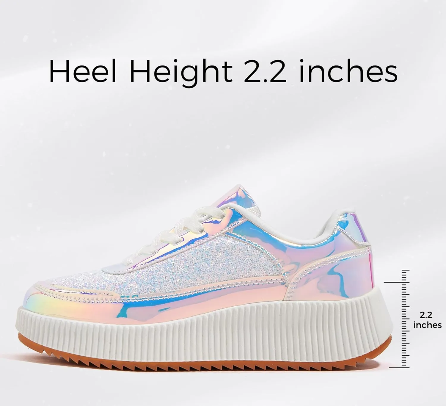 LUCKY STEP Women's Platform Sneakers Rhinestone Fashion Chunky Casual Sparkly Retro Braided Walking Shoes
