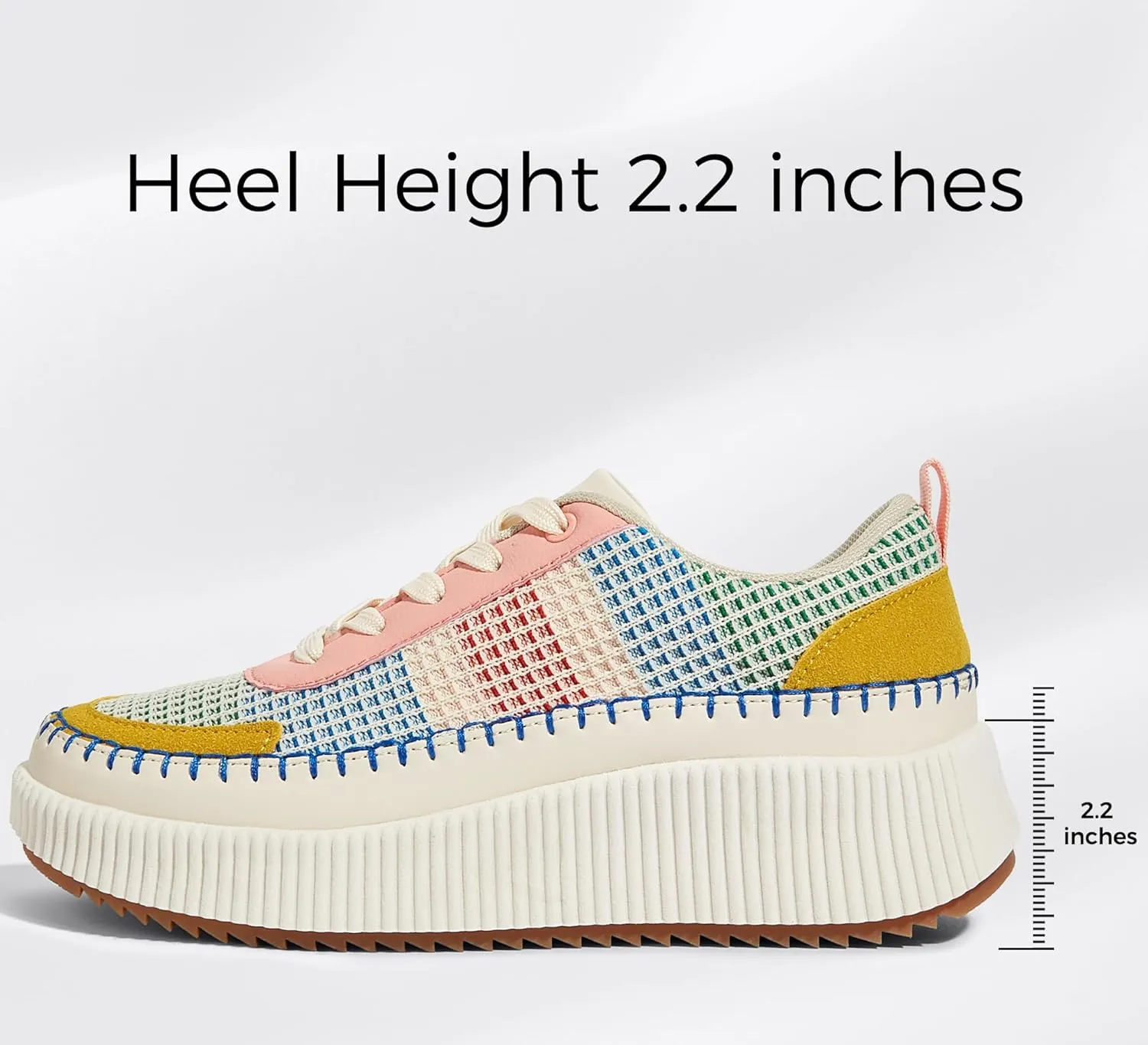 LUCKY STEP Women's Platform Sneakers Rhinestone Fashion Chunky Casual Sparkly Retro Braided Walking Shoes