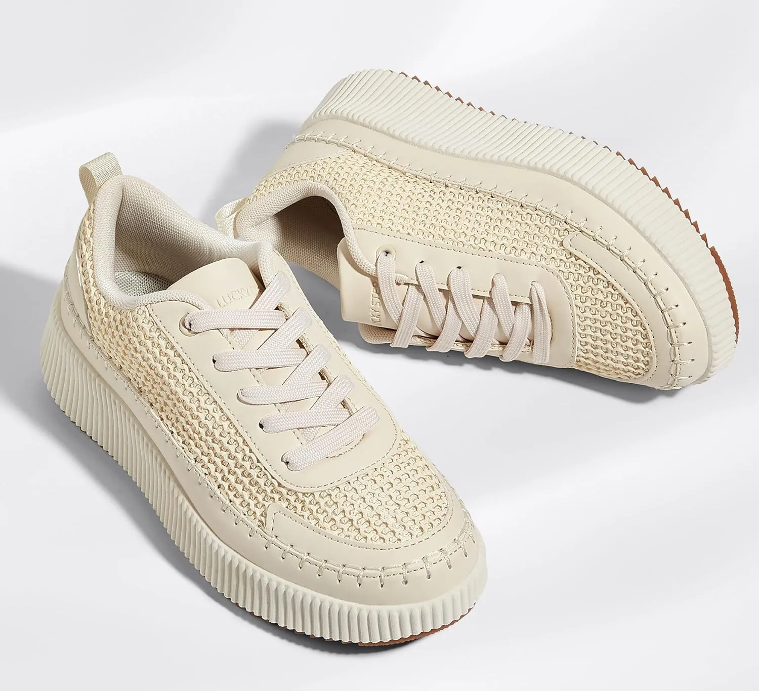 LUCKY STEP Women's Platform Sneakers Rhinestone Fashion Chunky Casual Sparkly Retro Braided Walking Shoes