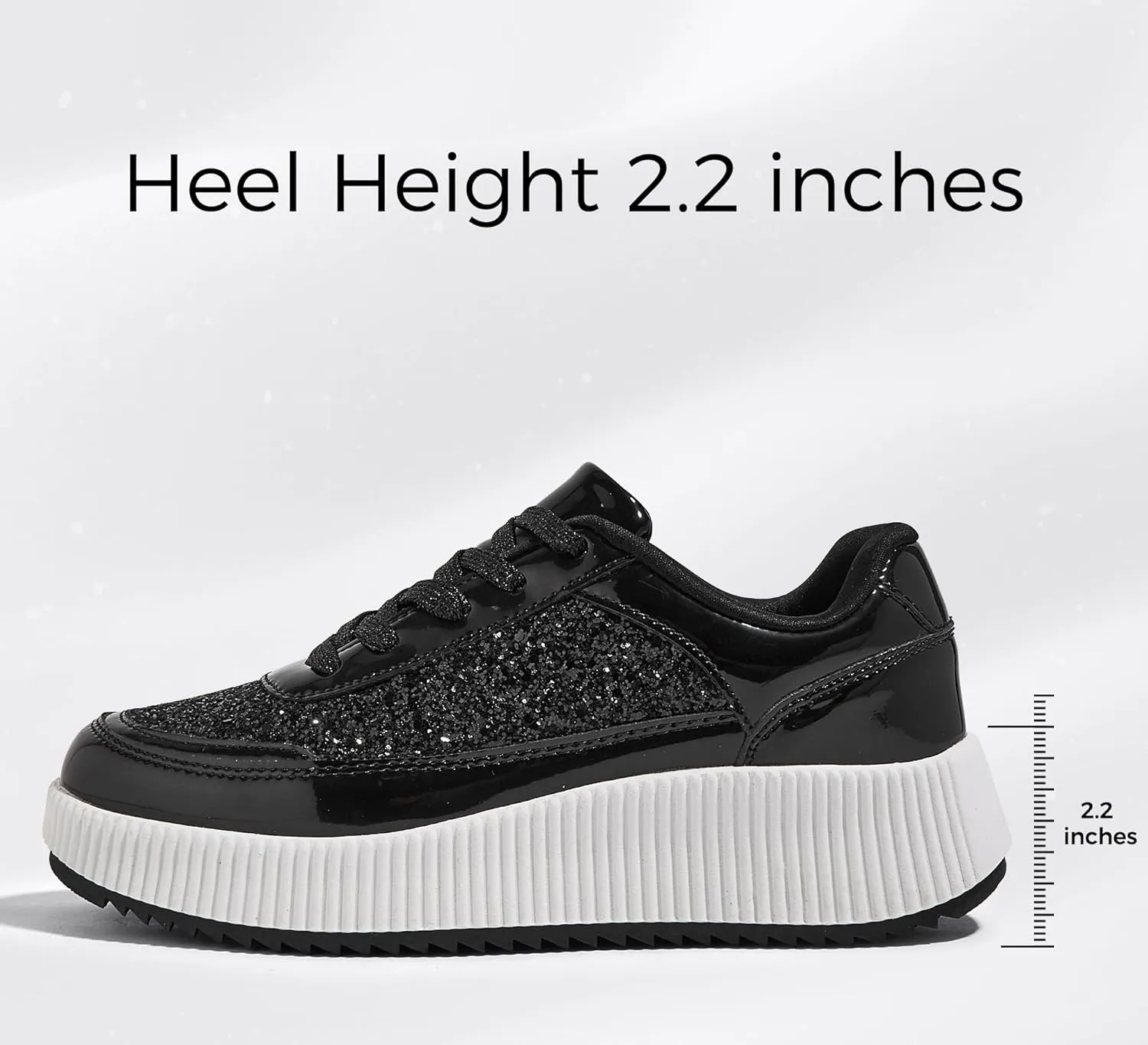 LUCKY STEP Women's Platform Sneakers Rhinestone Fashion Chunky Casual Sparkly Retro Braided Walking Shoes