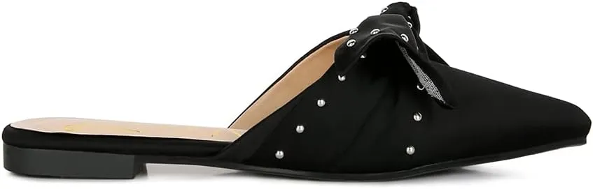 Makeover Studded Bow Flat Mules