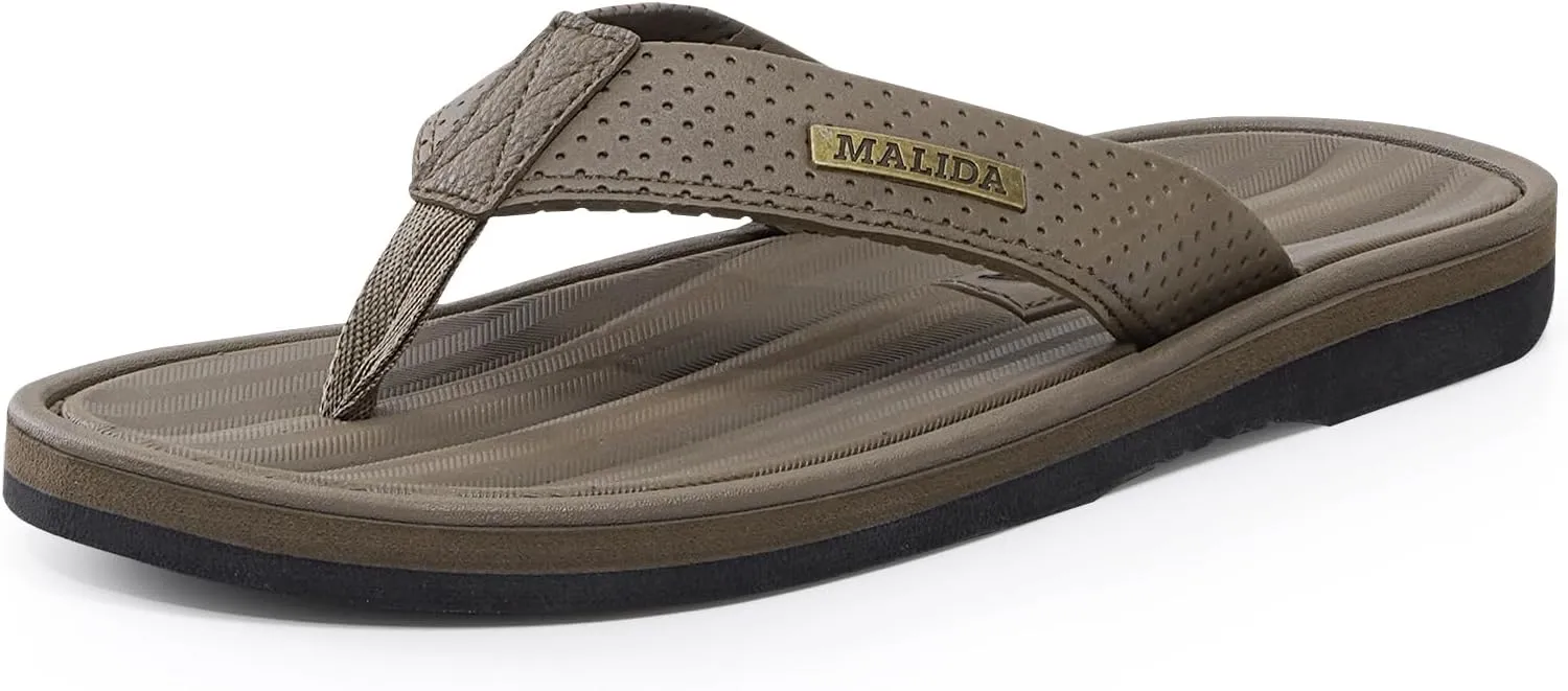MALIDA Mens Flip Flops Non-Slip Bathroom Shower Shoes Waterproof Cushion foam Indoor and Outdoor Thong Sandals