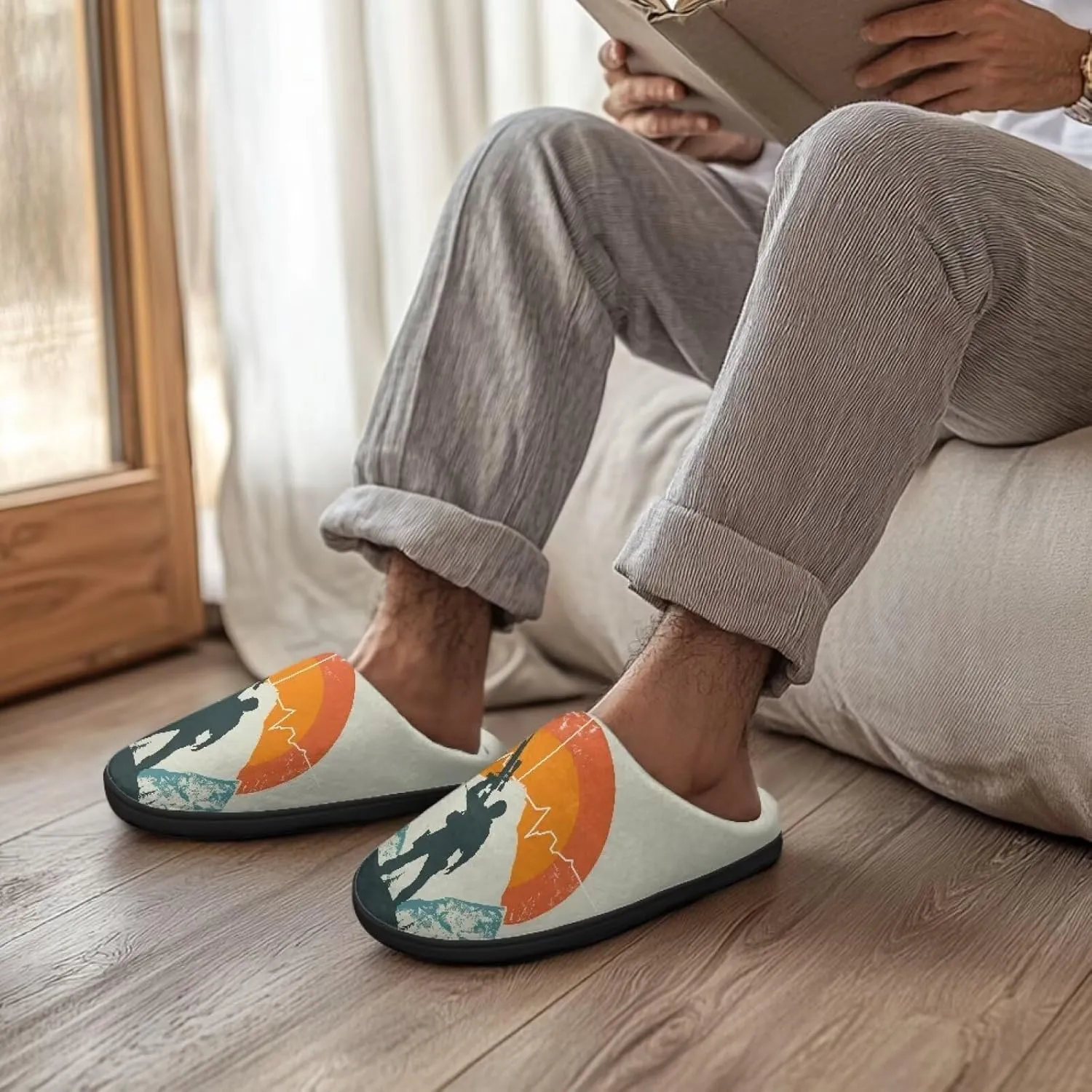 Mens Cozy Fluffy Slippers Slip On Casual House Shoes Indoor Warm Sandal Non Slip Slippers SizeUS 4-15
