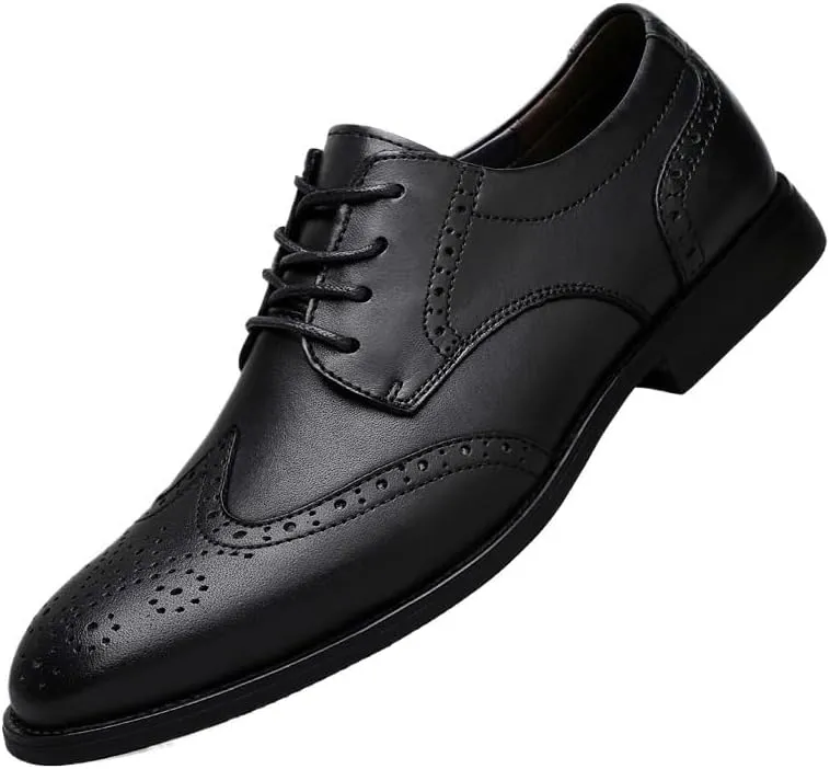 Mens Derby Shoes Footwear Pointed Toe Mens Classic Formal Oxford Lace Up Wedding Pointed Toe Dress Shoes Non Slip Casual Business Work Formal Shoes(Black,9)