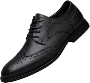 Mens Derby Shoes Footwear Pointed Toe Mens Classic Formal Oxford Lace Up Wedding Pointed Toe Dress Shoes Non Slip Casual Business Work Formal Shoes(Black,9)