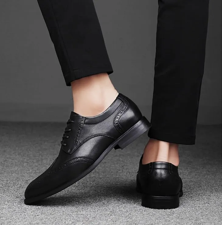Mens Derby Shoes Footwear Pointed Toe Mens Classic Formal Oxford Lace Up Wedding Pointed Toe Dress Shoes Non Slip Casual Business Work Formal Shoes(Black,9)