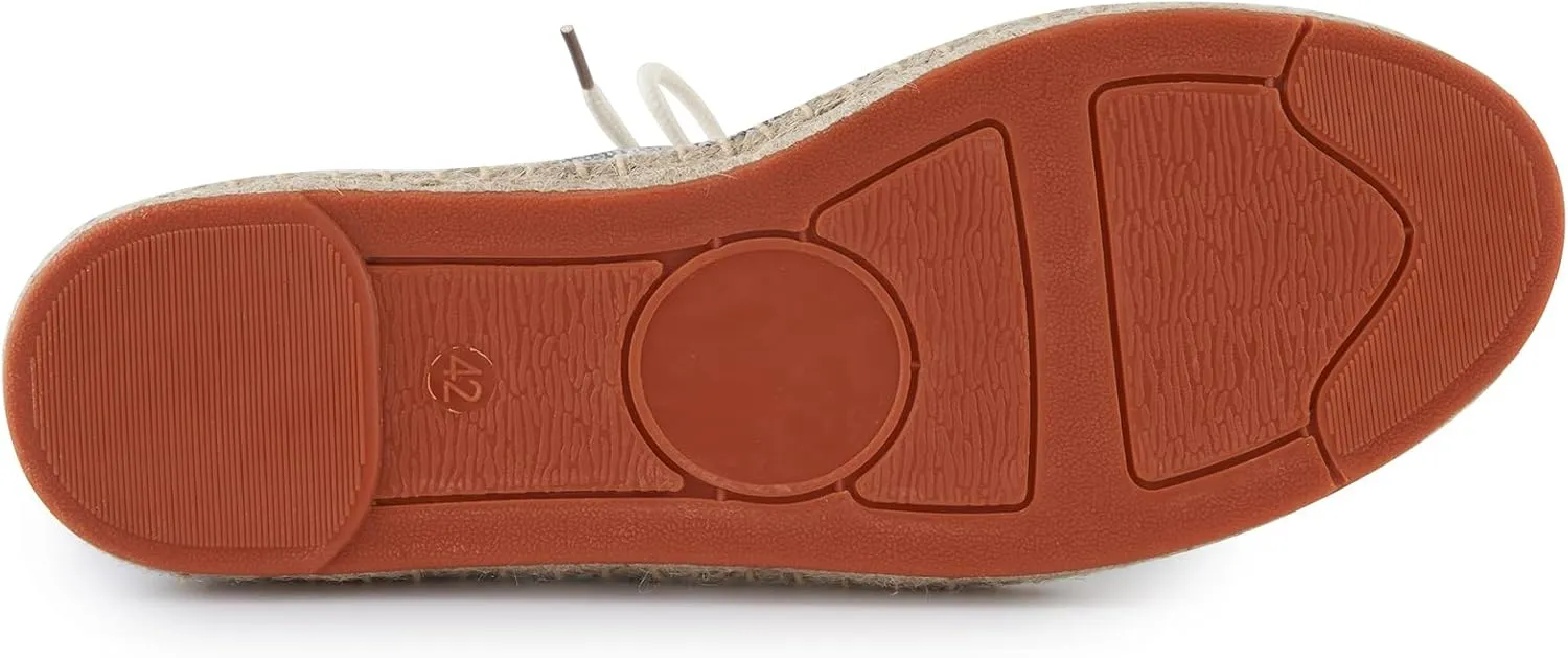 Men's Lace up Casual Canvas Slip on Flat Espadrille Shoes