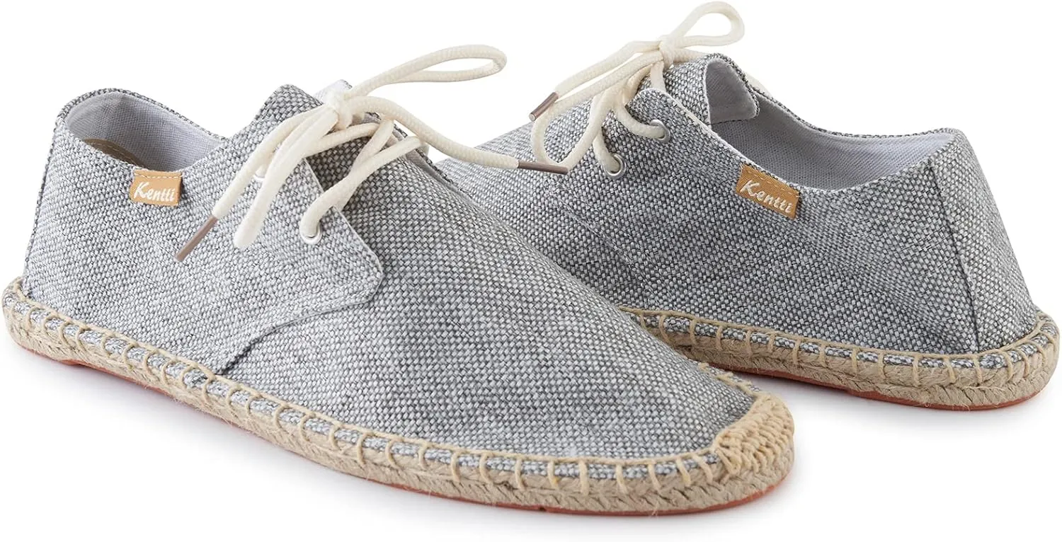 Men's Lace up Casual Canvas Slip on Flat Espadrille Shoes