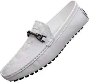 Men's Loafers Faux Crocodile Print Leather Flat Heel Lightweight Slip Resistant Anti-Slip Flexible Driving Slip-on