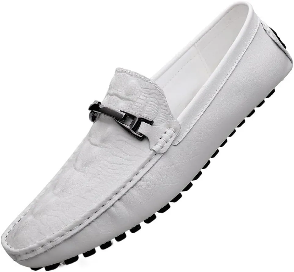 Men's Loafers Faux Crocodile Print Leather Flat Heel Lightweight Slip Resistant Anti-Slip Flexible Driving Slip-on