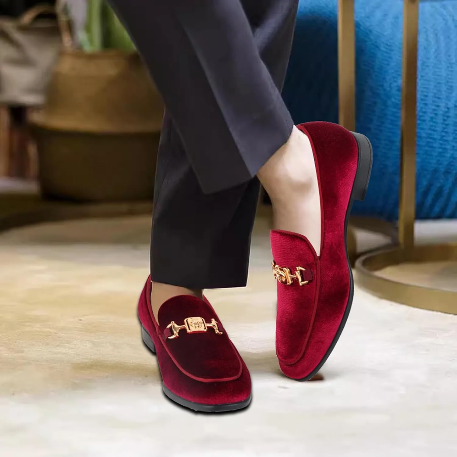 Men's Penny Slip-on Velvet Loafer Luxury Suede Tuxedo Dress Shoes Fancy Smoking Slipper Party Prom Wedding Shoes Comfortable Lightweight