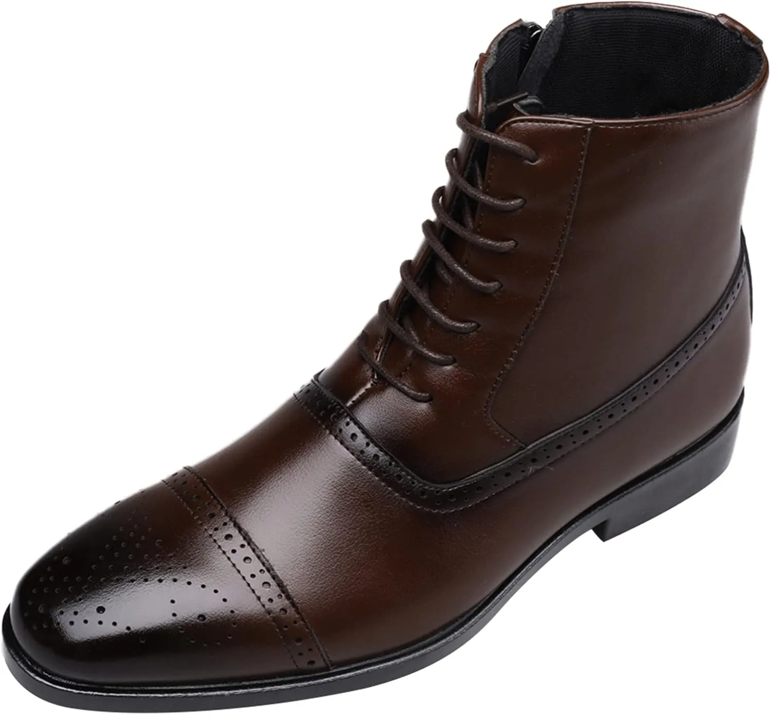 Mens Shoes Classic Business Leather Shoes Fashion Casual High Top Lace Up Side Zipper Mens Shoes Memory Foam Leather Shoes fo