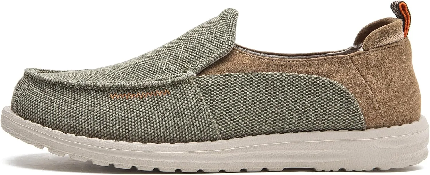 Men's Slip On Deck Shoes Casual Canvas Loafers Slip-Ons Hands Free Comfortable Stretch Flat Boat Shoes